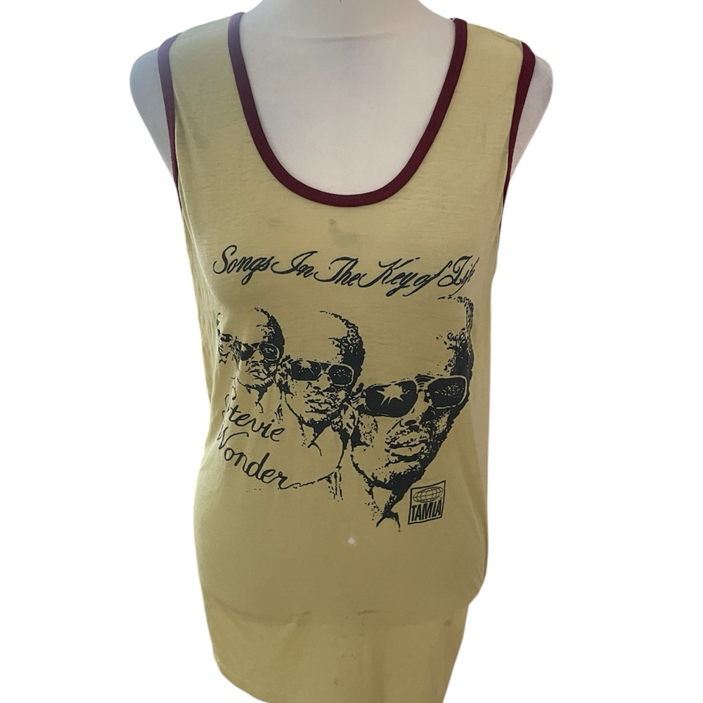 Stevie Wonder Vintage Music is Forever Musicland Graphic Tank Top